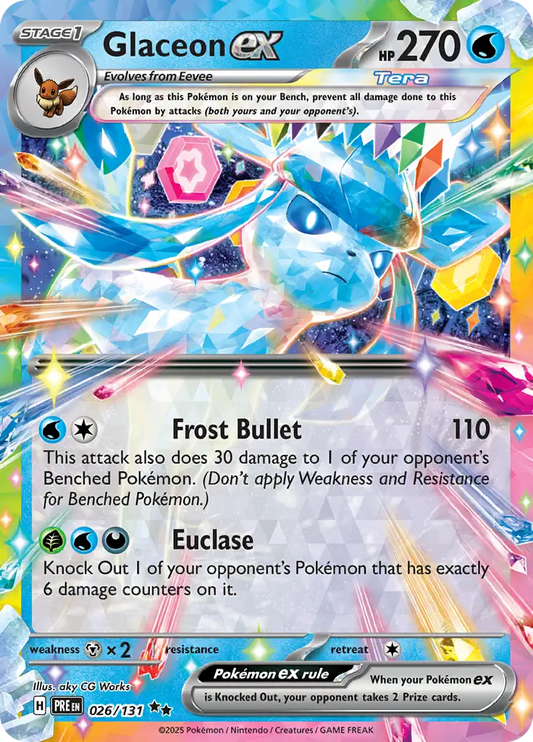 026/131 Glaceon ex Prismatic Evolutions Pokémon Card