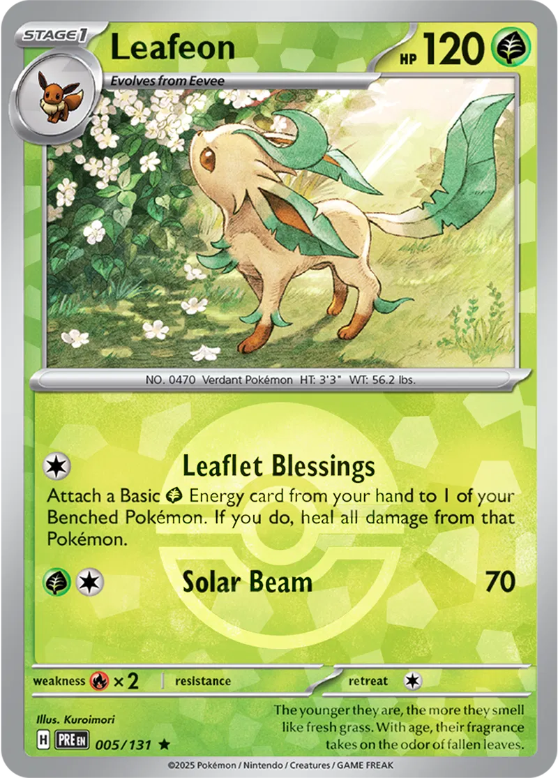 005/131 Leafeon Poke Ball Holo Prismatic Evolutions Pokémon Card