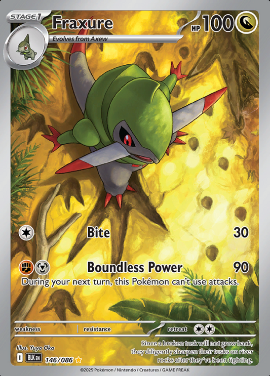 146/086 Fraxure Illustration Rare Black Bolt Pokémon Card