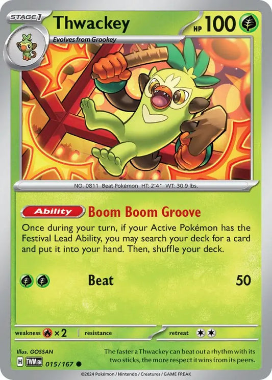 015/167 Thwackey Twilight Masquerade Pokémon Card