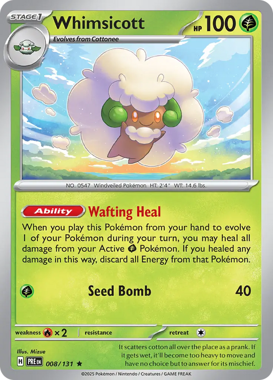 008/131 Whimsicott Prismatic Evolutions Pokémon Card
