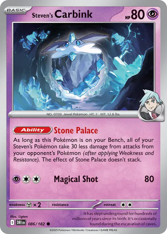 086/182 Steven's Carbink Destined Rivals Pokémon Card