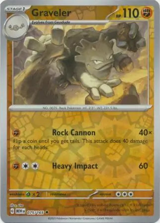 075/165 Graveler Reverse Holo 151 Pokémon Card