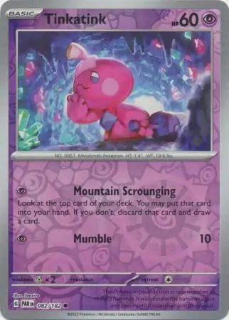 082/182 Tinkatink Reverse Holo Paradox Rift Pokémon Card