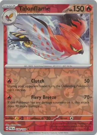 030/193 Talonflame Reverse Holo Paldea Evolved Pokémon Card