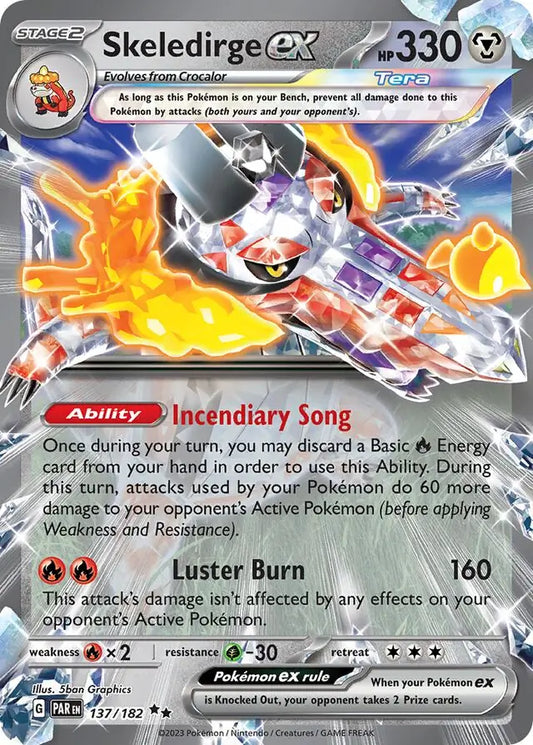 137/182 Skeledirge ex Paradox Rift Pokémon Card