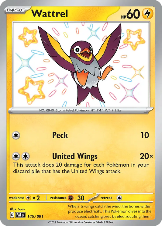 145/091 Wattrel Paldean Fates Pokémon Card