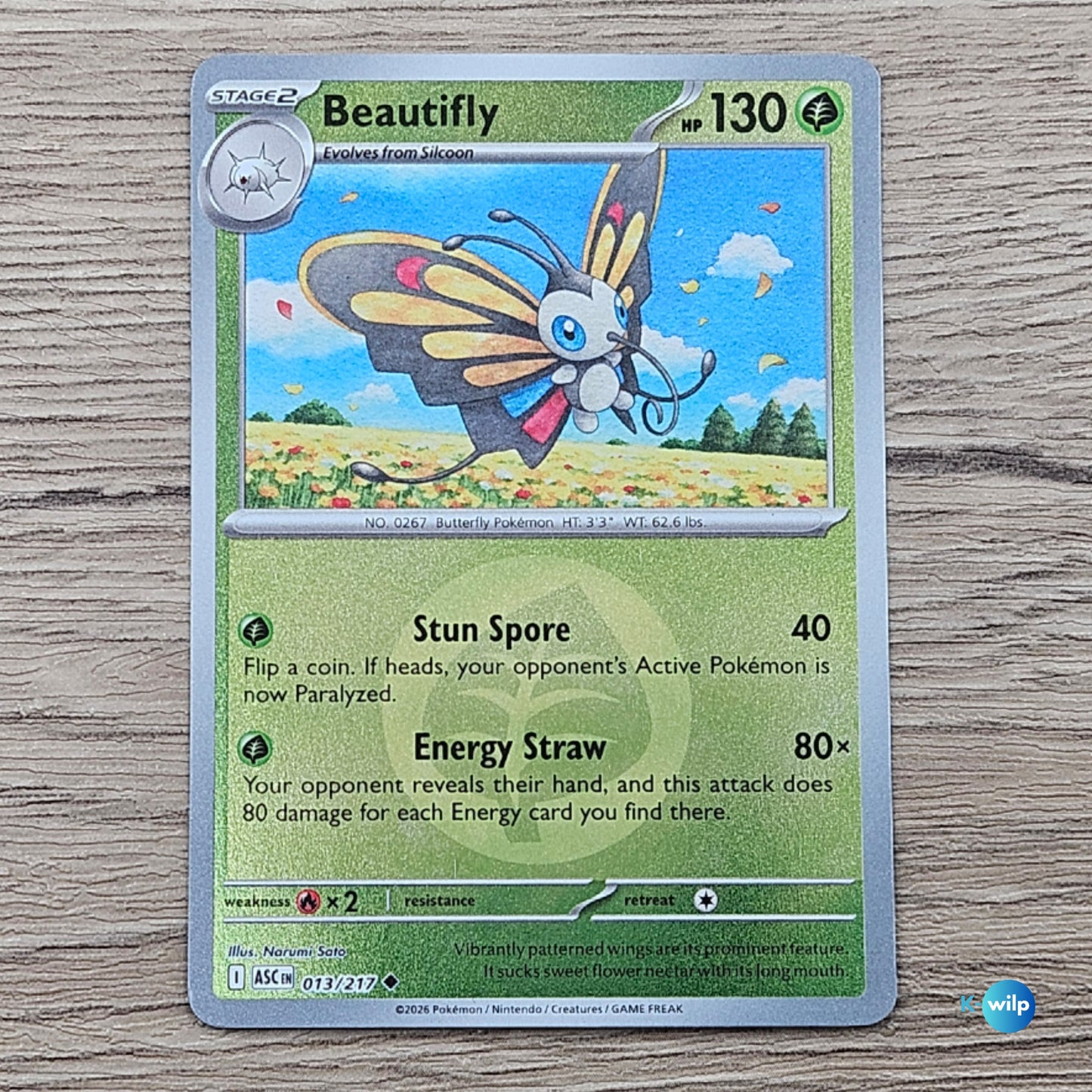 013/217 Beautifly Reverse Holo Ascended Heroes Pokémon Trading Card