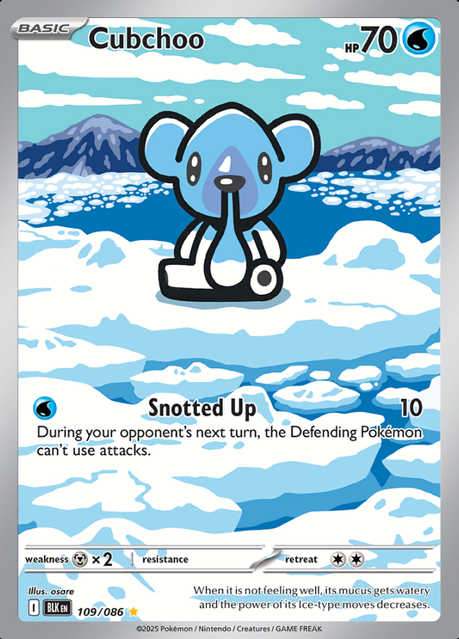 109/086 Cubchoo Illustration Rare Black Bolt Pokémon Card