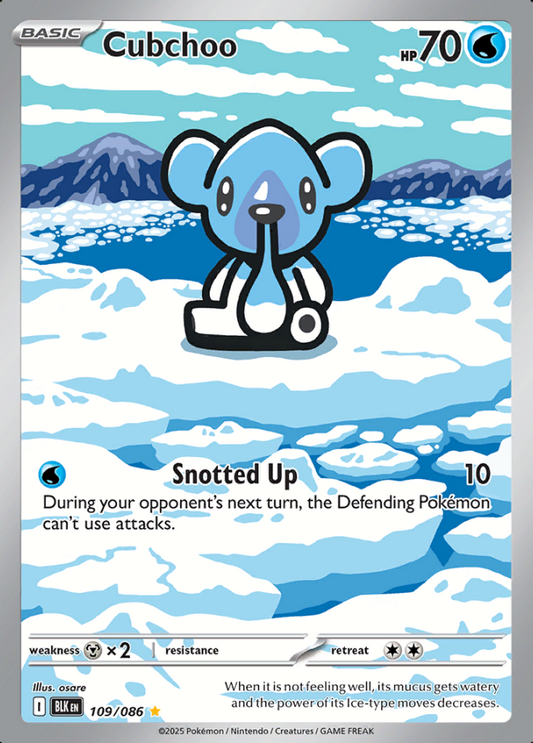 109/086 Cubchoo Illustration Rare Black Bolt Pokémon Card