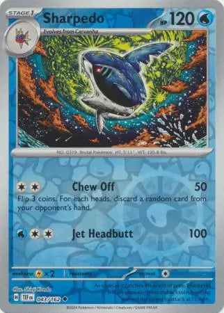 043/162 Sharpedo Reverse Holo Temporal Forces Pokémon Card