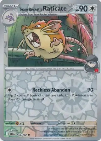 148/182 Team Rocket's Raticate Reverse Holo Destined Rivals Pokémon Card
