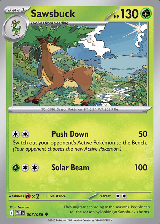 007/086 Sawsbuck White Flare Pokémon Card