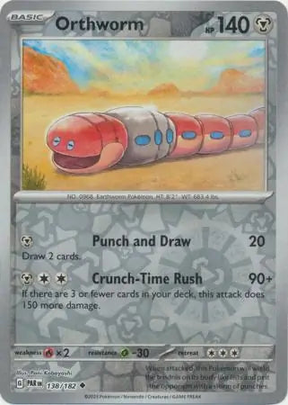 138/182 Orthworm Reverse Holo Paradox Rift Pokémon Card