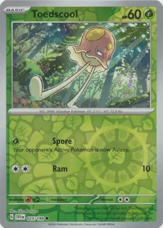 025/198 Toedscool Reverse Holo Scarlet & Violet Base Set Pokémon Card