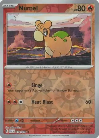 011/091 Numel Reverse Holo Paldean Fates Pokémon Card