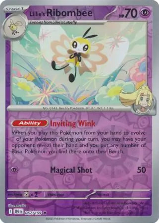067/159 Lillie's Ribombee Reverse Holo Journey Together Pokémon Card