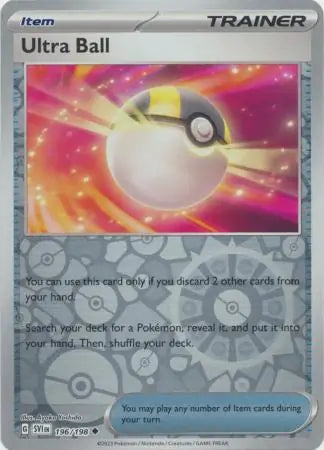 196/198 Ultra Ball Reverse Holo Scarlet & Violet Base Set Pokémon Card