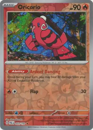 033/193 Oricorio Reverse Holo Paldea Evolved Pokémon Card