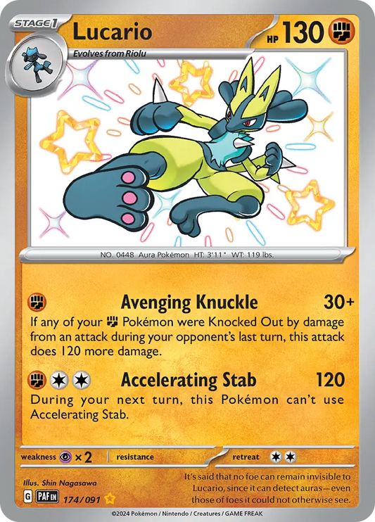 174/091 Lucario Paldean Fates Pokémon Card