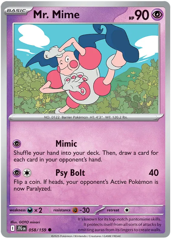 058/159 Mr. Mime Journey Together Pokémon Card
