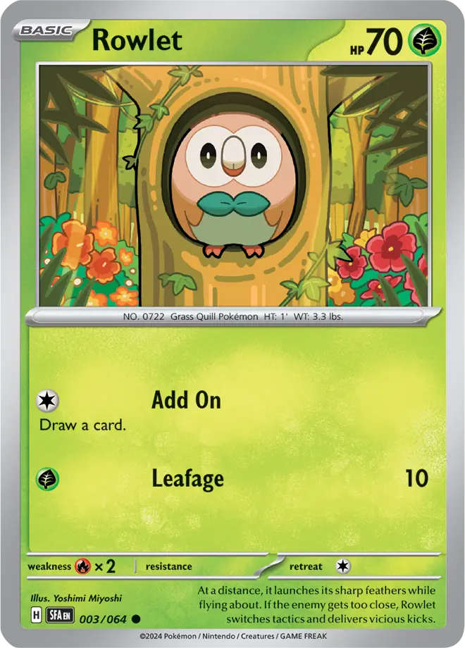 003/064 Rowlet Shrouded Fable Pokémon Card