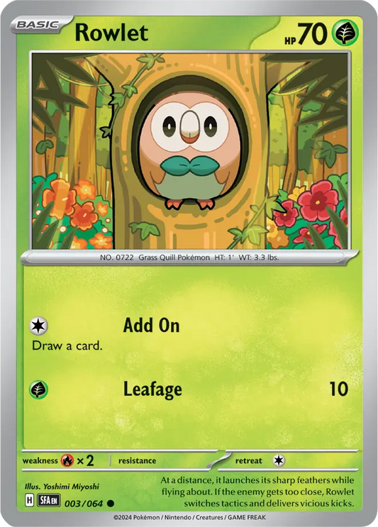 003/064 Rowlet Shrouded Fable Pokémon Card