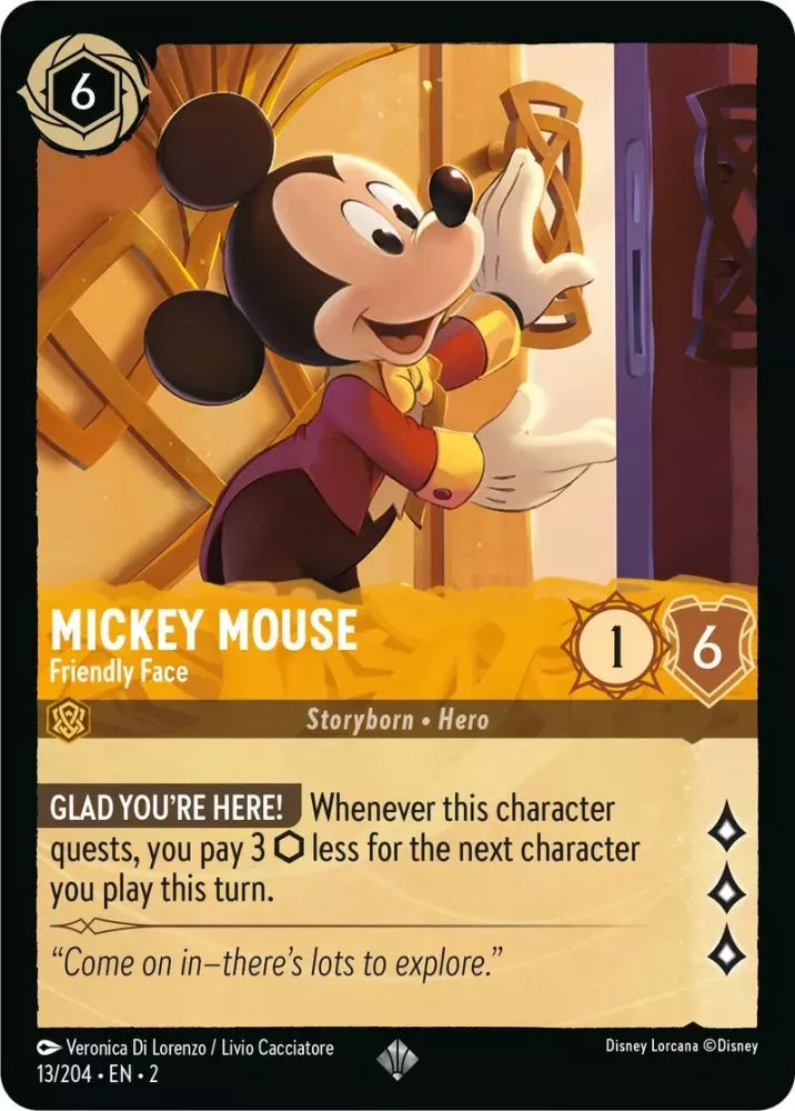 013/204 Mickey Mouse - Friendly Face Disney Lorcana Rise Of The Floodborn Card
