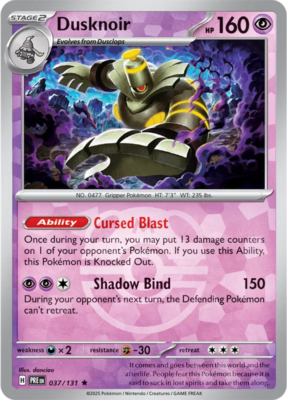 037/131 Dusknoir Master Ball Holo Prismatic Evolutions Pokémon Card
