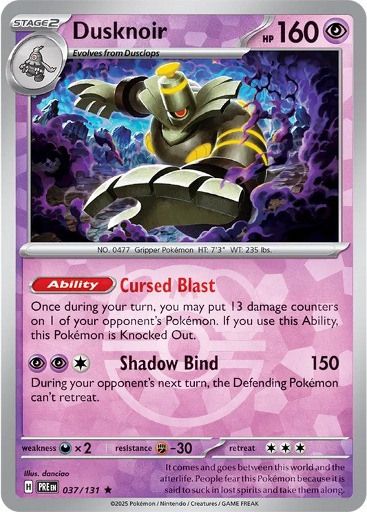 037/131 Dusknoir Master Ball Holo Prismatic Evolutions Pokémon Card