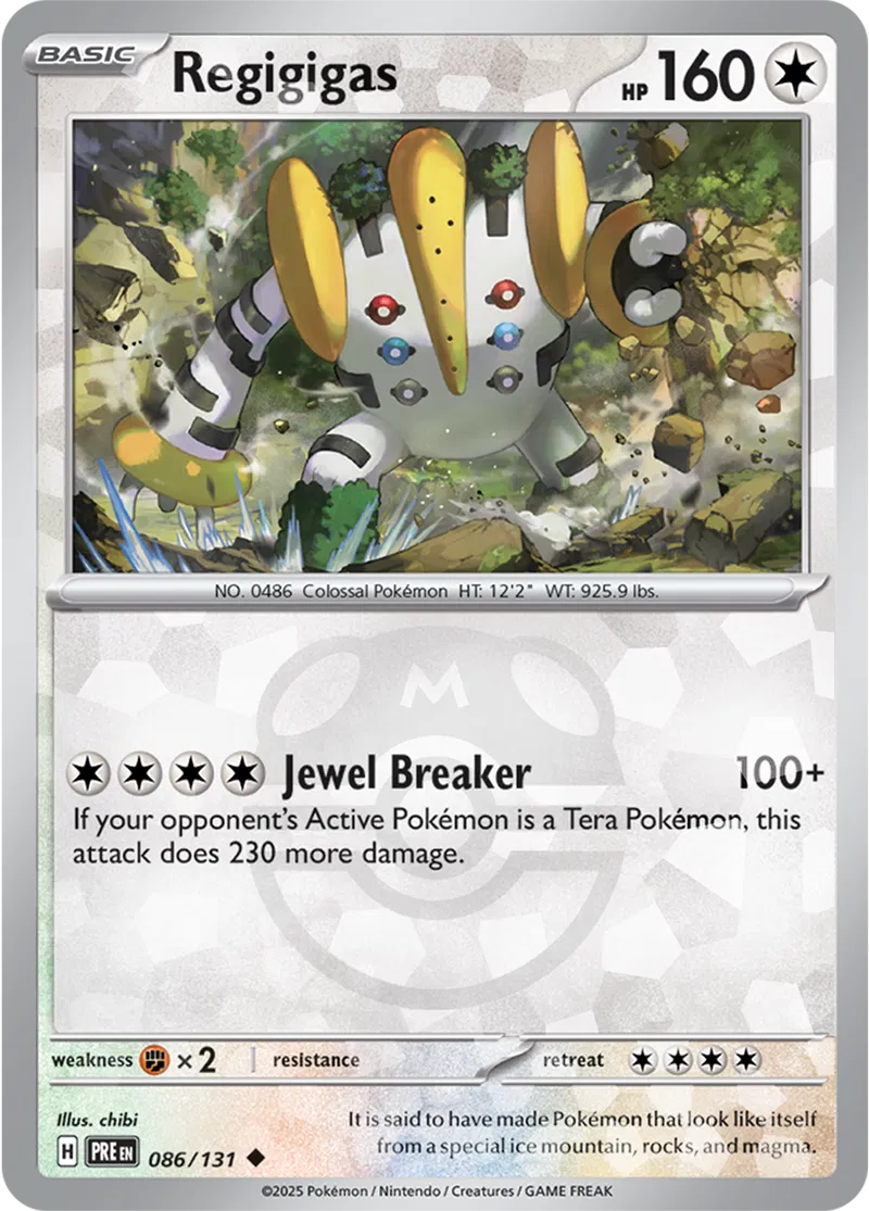 086/131 Regigigas Master Ball Holo Prismatic Evolutions Pokémon Card