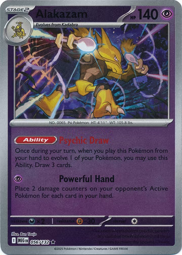 056/132 Alakazam Reverse Holo Mega Evolution Pokémon Card