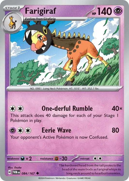 084/167 Farigiraf Twilight Masquerade Pokémon Card