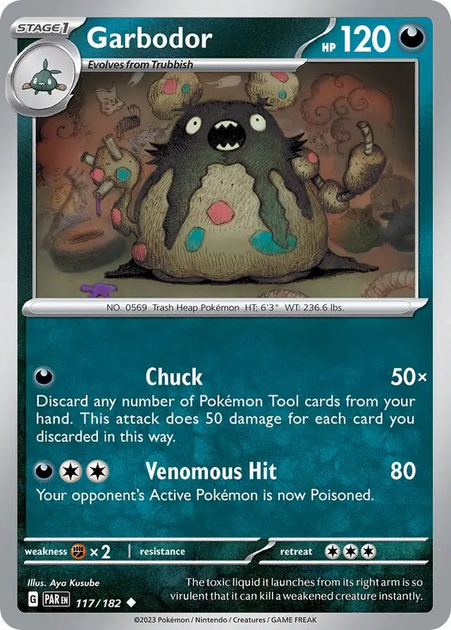 117/182 Garbodor Paradox Rift Pokémon Card