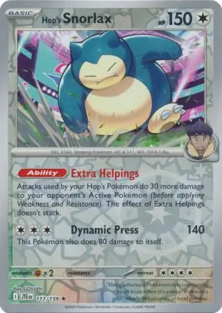 117/159 Hop's Snorlax Reverse Holo Journey Together Pokémon Card