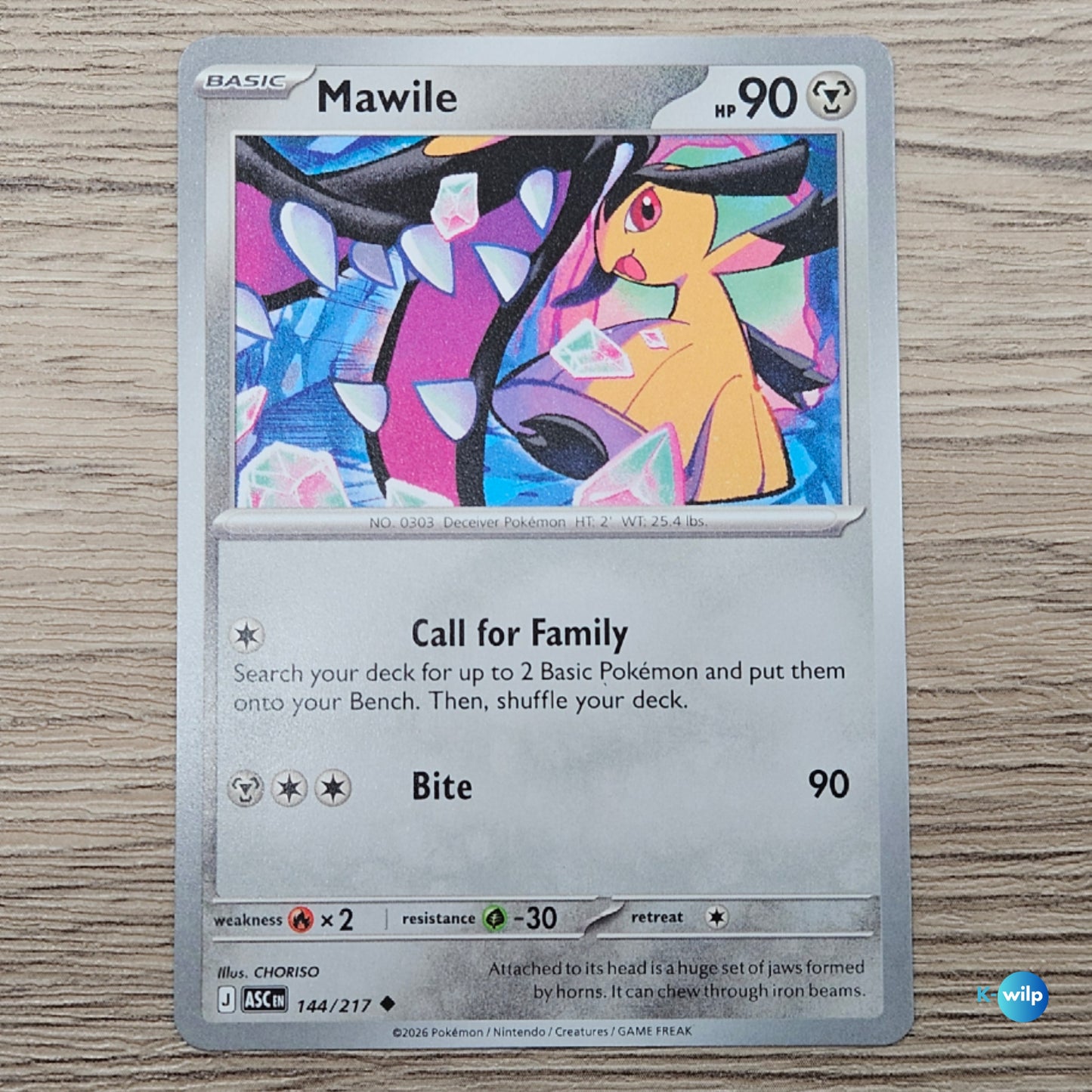 144/217 Mawile Ascended Heroes Pokémon Trading Card