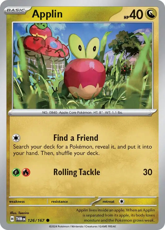126/167 Applin Twilight Masquerade Pokémon Card