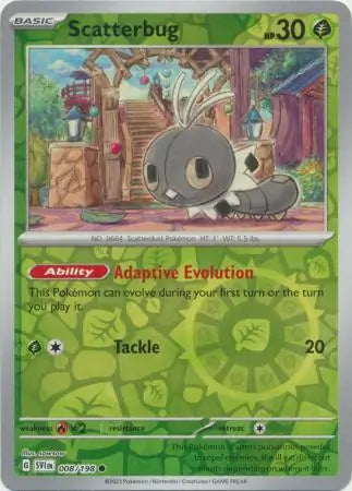 008/198 Scatterbug Reverse Holo Scarlet & Violet Base Set Pokémon Card