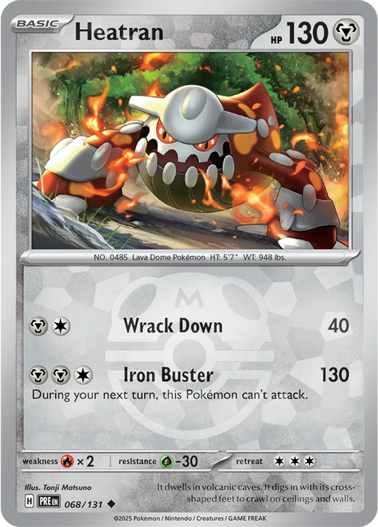 068/131 Heatran Master Ball Holo Prismatic Evolutions Pokémon Card