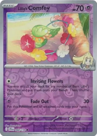 068/159 Lillie's Comfey Reverse Holo Journey Together Pokémon Card