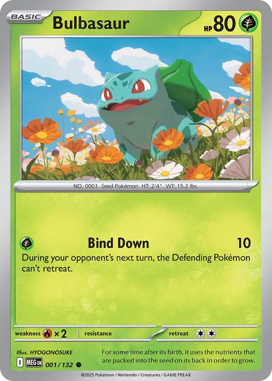 001/132 Bulbasaur Mega Evolution Pokémon Card