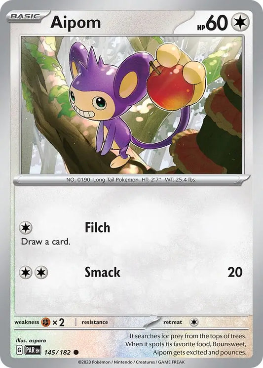 145/182 Aipom Paradox Rift Pokémon Card
