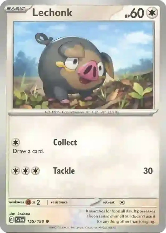 155/198 Lechonk Scarlet & Violet Base Set Pokémon Card