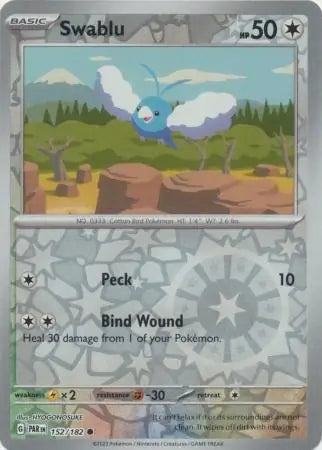 152/182 Swablu Reverse Holo Paradox Rift Pokémon Card