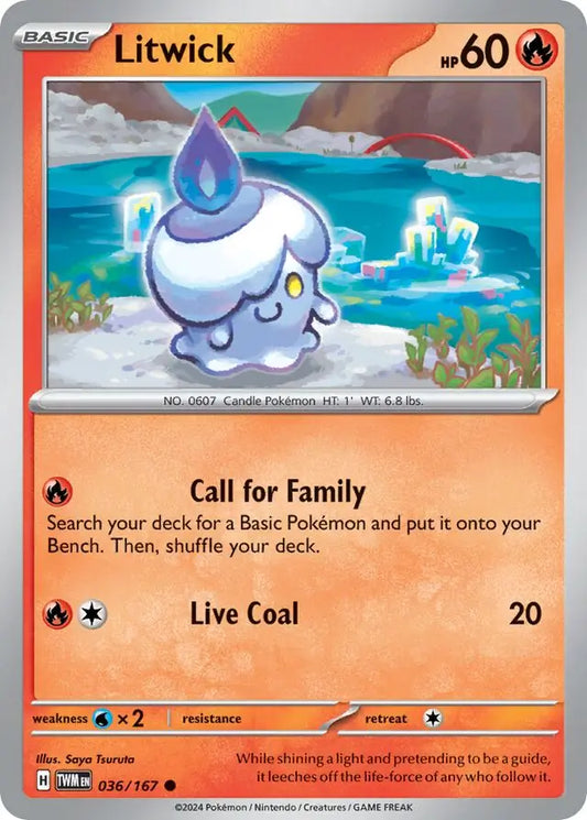 036/167 Litwick Twilight Masquerade Pokémon Card