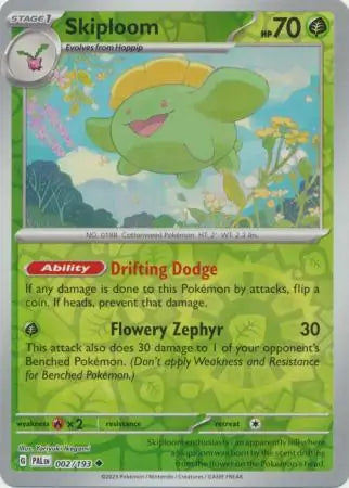 002/193 Skiploom Reverse Holo Paldea Evolved Pokémon Card