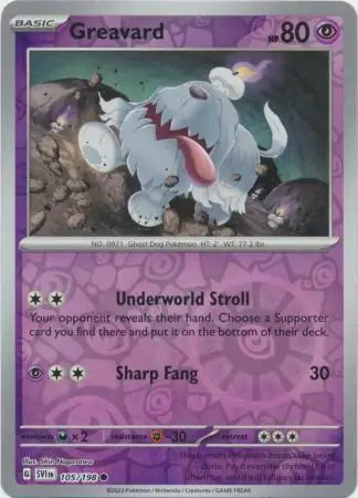 105/198 Greavard Reverse Holo Scarlet & Violet Base Set Pokémon Card