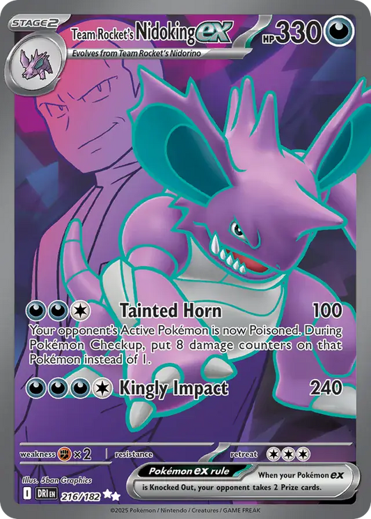 216/182 Team Rocket's Nidoking ex Destined Rivals Pokémon Card