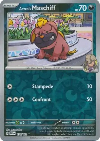 138/182 Arven's Maschiff Reverse Holo Destined Rivals Pokémon Card