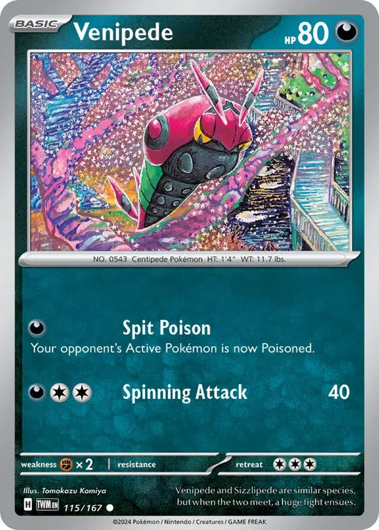 115/167 Venipede Twilight Masquerade Pokémon Card